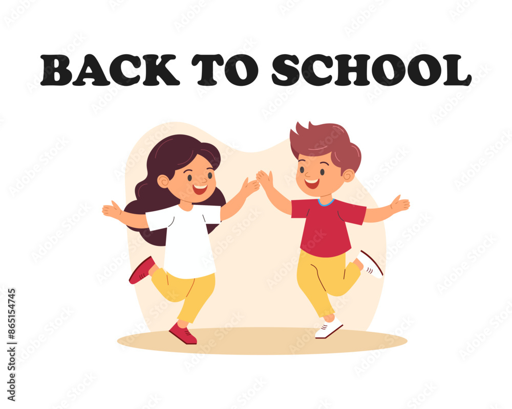 Back to school. welcome to school. vector School children's characters Back to school. welcome to school. vector School children's characters