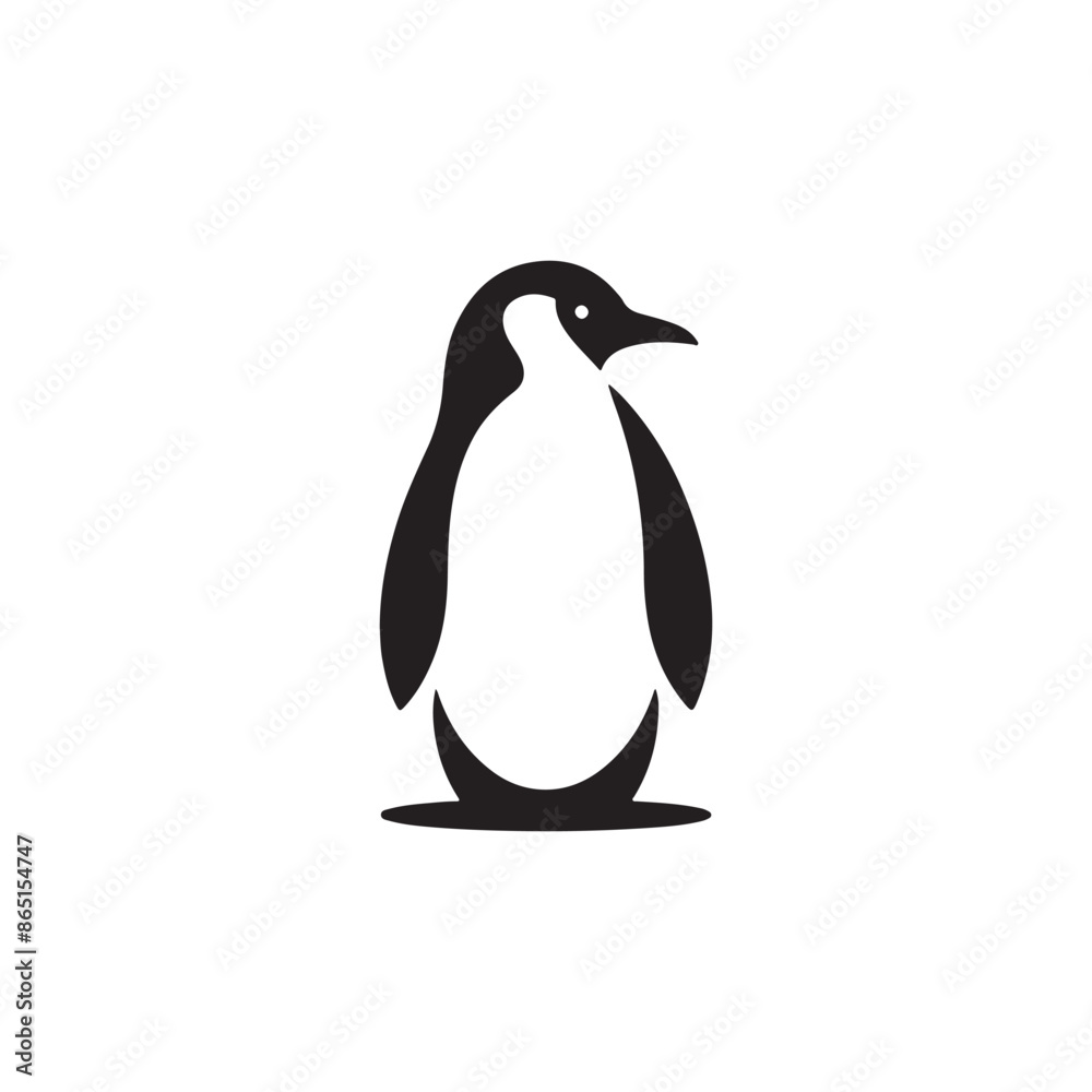 Obraz premium simple eye catching minimalist head penguin vector, black and white, white background