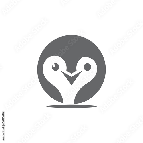 simple eye catching minimalist head penguin vector, black and white, white background