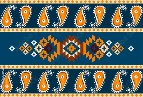 Canvastavla abstract Traditional geometric ethnic fabric pattern ornate elements with ethnic