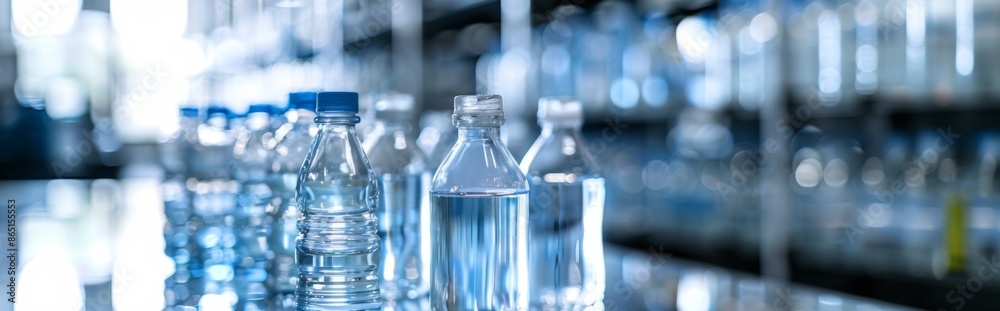 Rows of Plastic Bottles in a Factory Rows of Plastic Bottles in a Factory