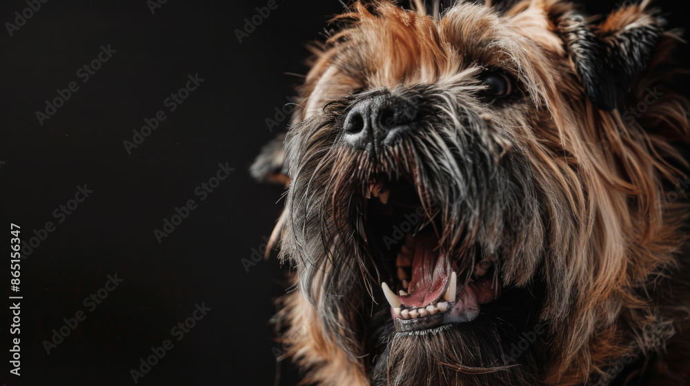 Naklejka premium A dog with a black background and a brown coat barking