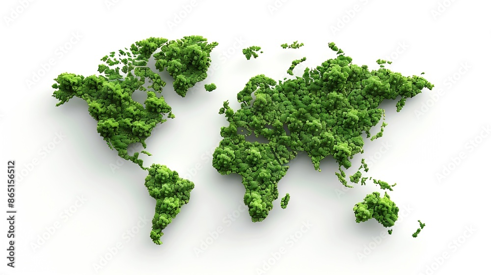 Tree shaped like the World map Green World Map tree shaped of world map isolated on white background : Generative AI Tree shaped like the World map Green World Map tree shaped of world map isolated on white background : Generative AI