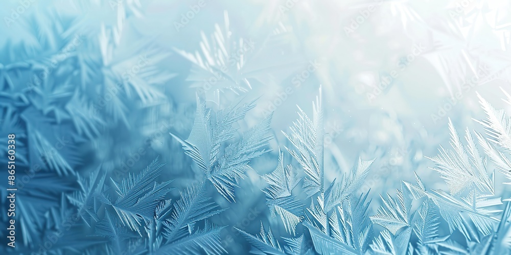 Winter frost patterns on glass. Ice crystals. Abstract light blank cold winter background or wallpaper. Frost patterns on frozen window. Frosted glass. Freezing effect. Frostwork. Harsh season. Cold