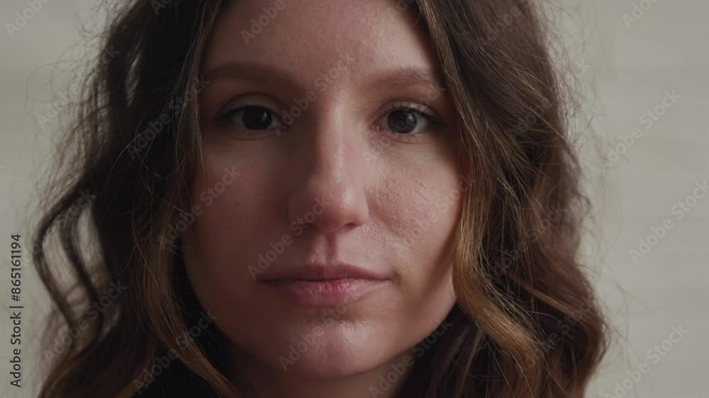 Detailed portrait of a woman with a natural and realistic appearance captured in a closeup shot Detailed portrait of a woman with a natural and realistic appearance captured in a closeup shot