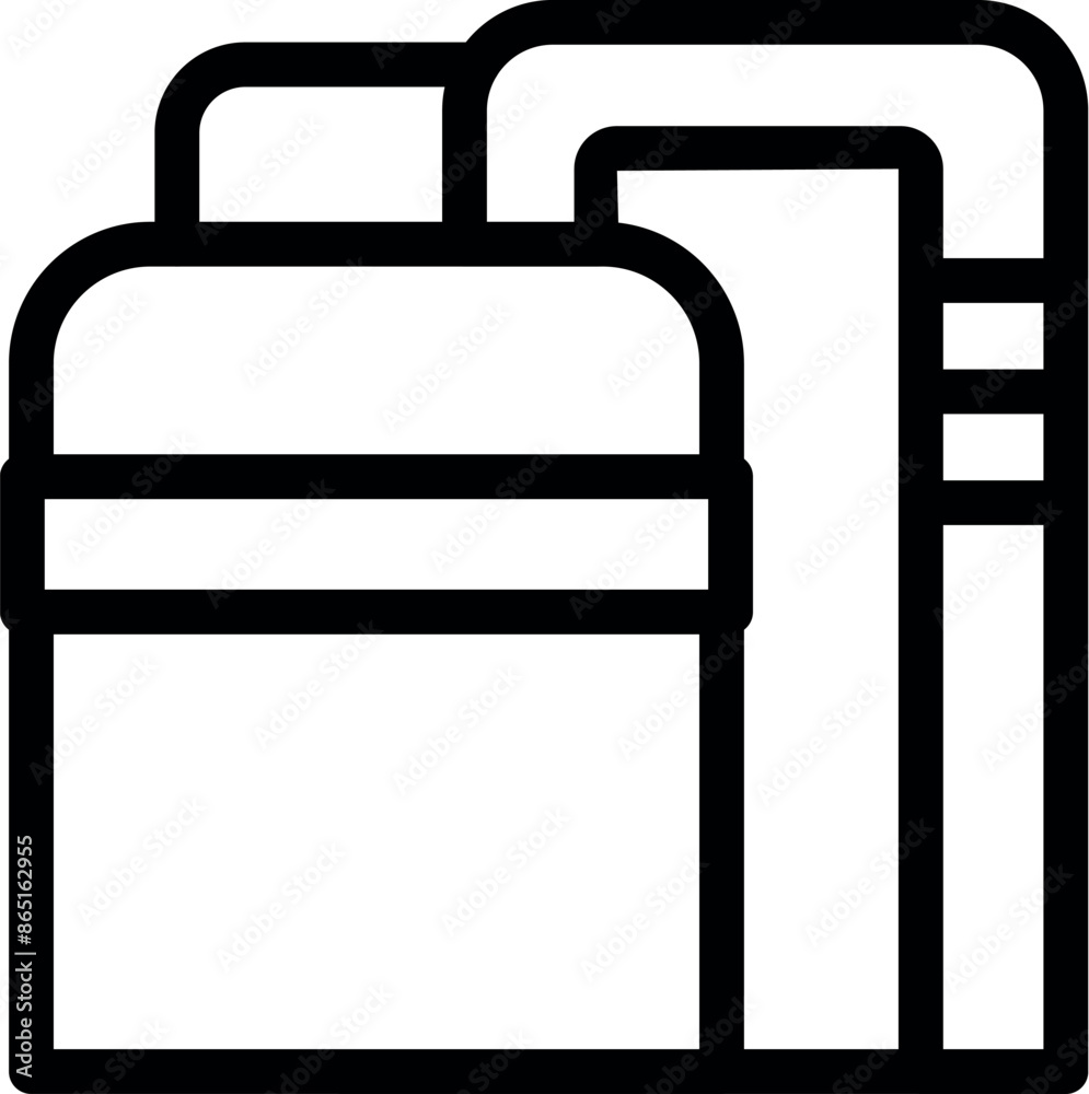 Icon of a processing unit refining raw materials using a pipeline system Icon of a processing unit refining raw materials using a pipeline system
