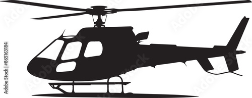 Simple Black Helicopter Silhouette: Isolated Copter Icon Vector Illustration on White Background






