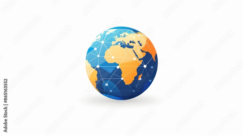 Stylized Earth Globe with Network Connections