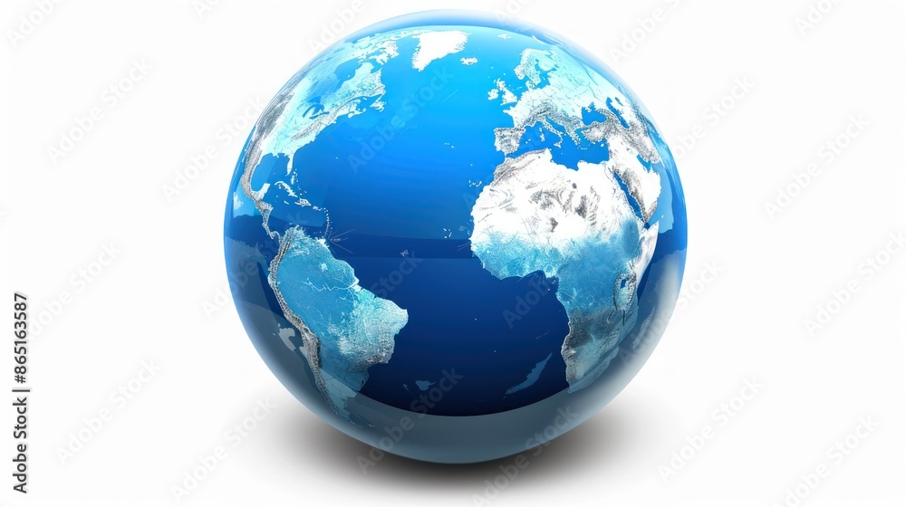 Blue Globe with Detailed Map