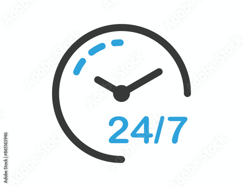 Twenty four hours and seven service icon