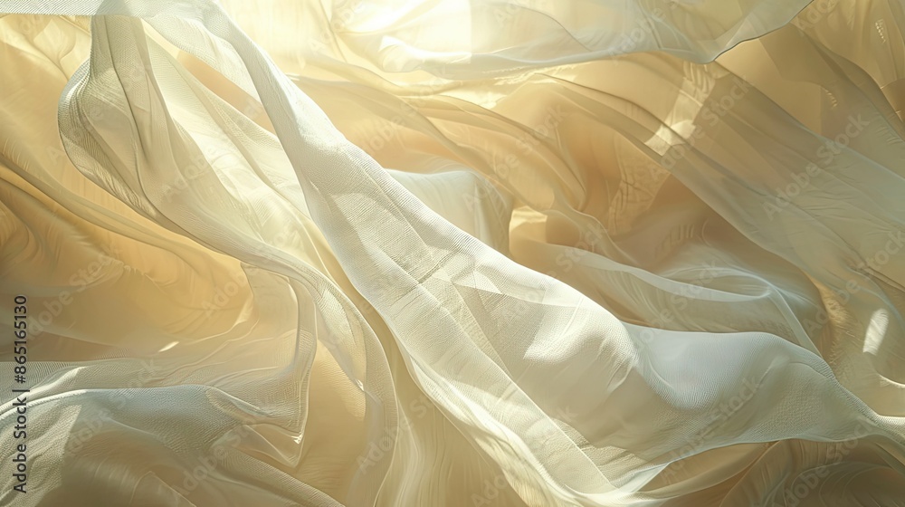 Fototapeta premium Layers of translucent fabric in sunlight
