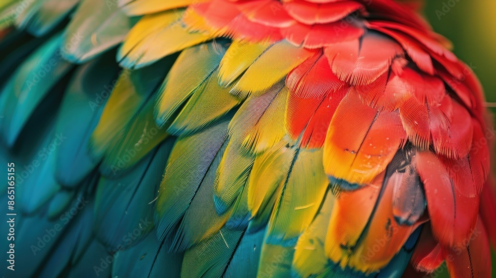Fototapeta premium Macro shot of colorful bird feathers