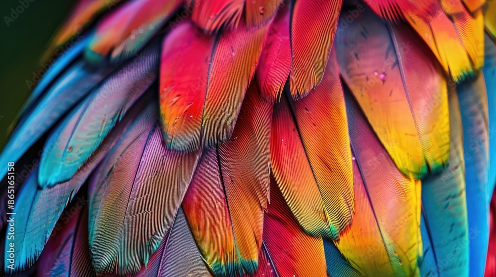 Fototapeta premium Macro shot of colorful bird feathers