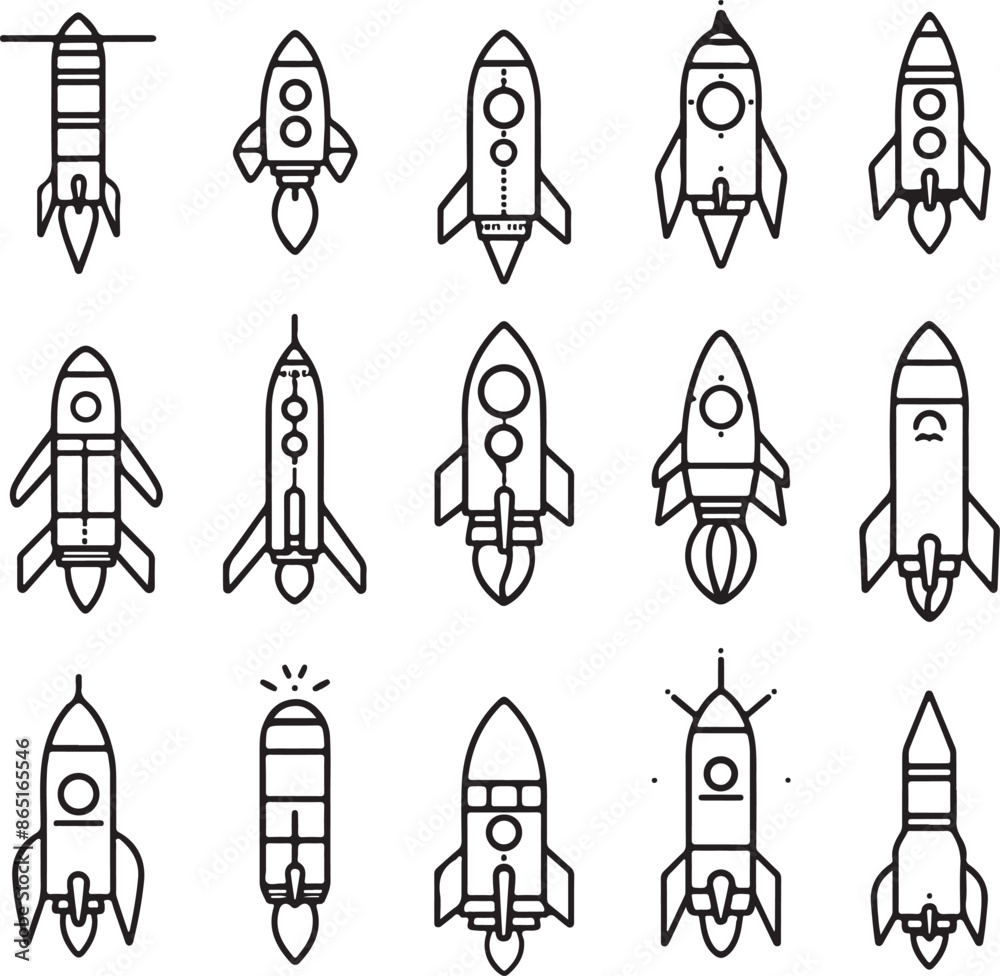 rocket in space Silhouette Vector rocket in space Silhouette Vector