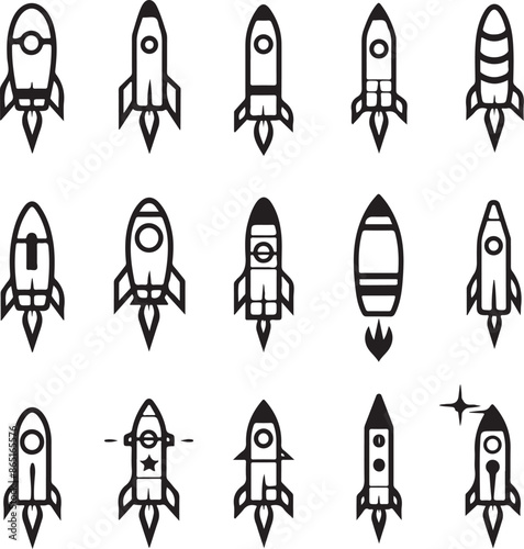 rocket in space Silhouette Vector 