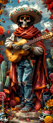 A man dressed in a sombrero and jeans is playing a guitar © Bonya Sharp Claw