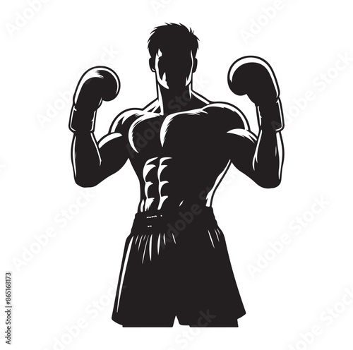 A boxer stand with pose silhouette vector. boxer silhouette.
