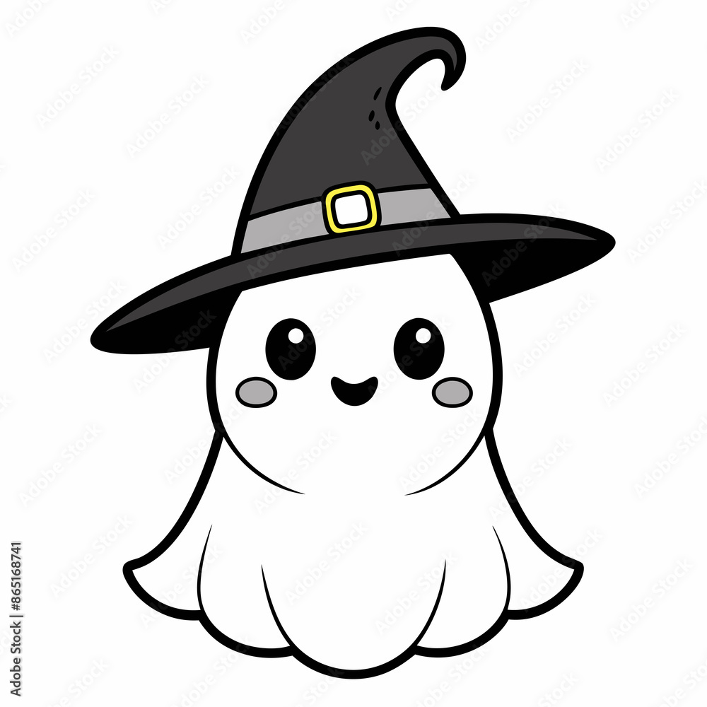 white kawaii ghost in witch hat white kawaii ghost in witch hat