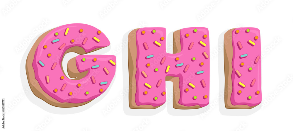 Fototapeta premium Donut font. Sweets letters.