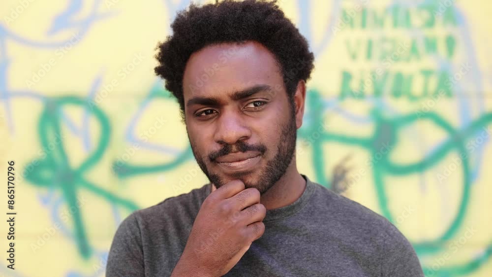 Young African man deep in thought trying to solve a problem