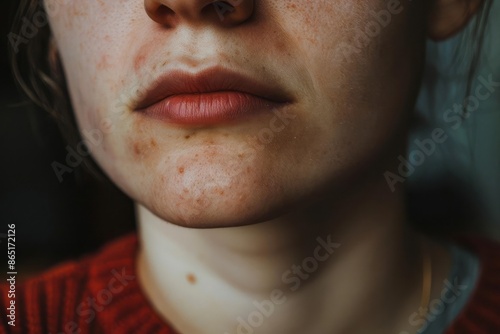 A person with mild facial swelling in a home setting preparing to seek medical attention illustrating the early stages of Quincke edema and the importance of timely intervention photo