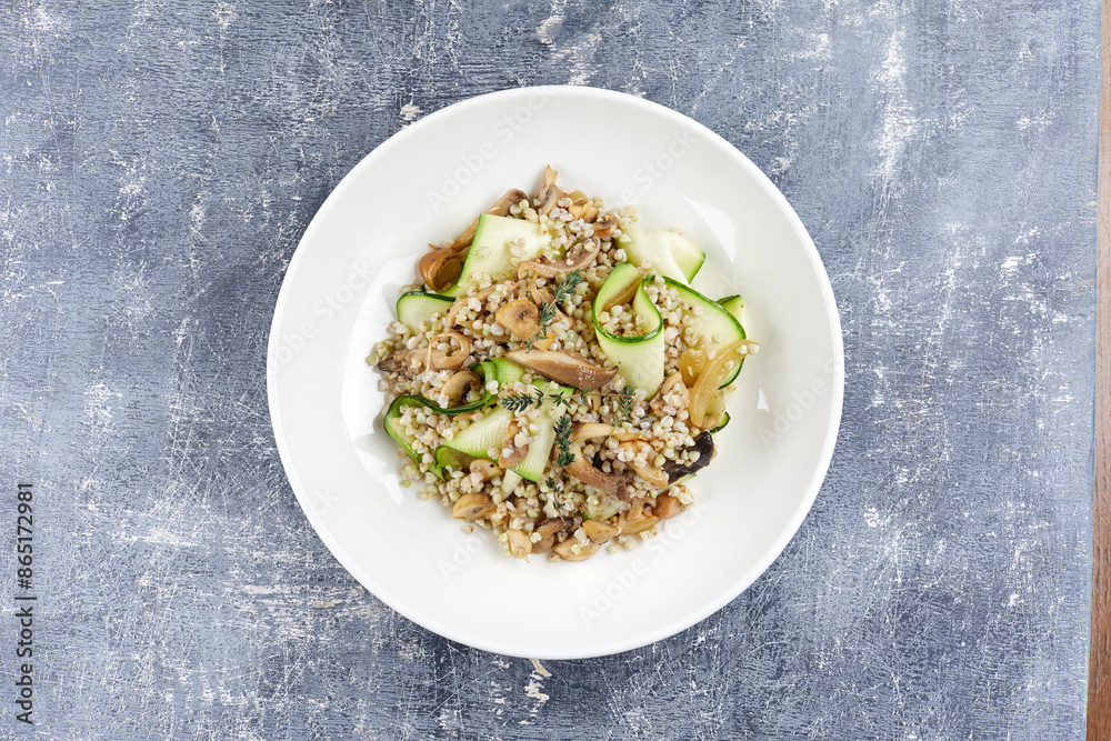 burley with fresh vegetables on white plate burley with fresh vegetables on white plate
