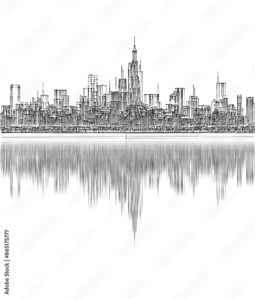 Fototapeta premium big modern city 3d illustration