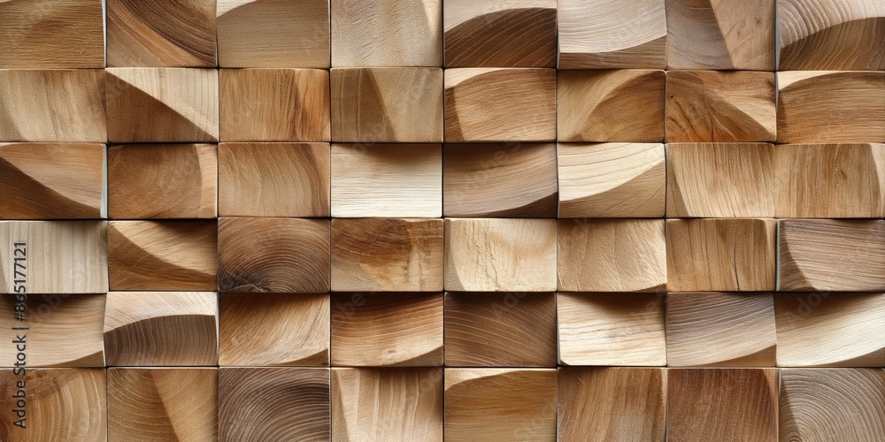 Light wood textured mosaic decoration with a geometrical pattern, featuring intricate and symmetrical designs in a natural, warm-toned wood finish.