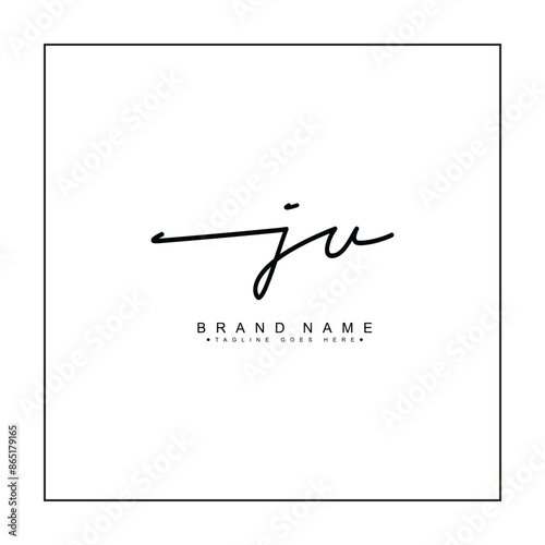 JU Simple Signature Logo - Handwritten Vector Template for J and U Logo