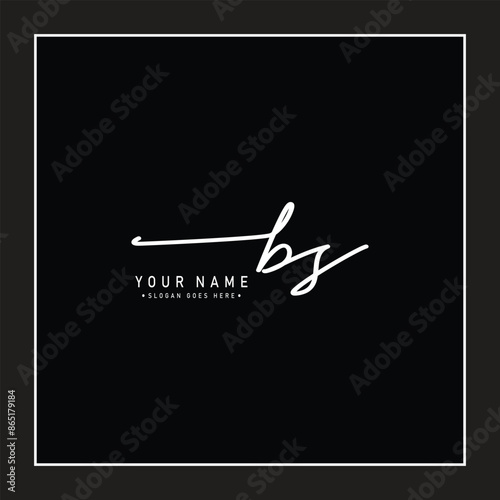 BS Initial Logo in Signature Style for Photography and Fashion Business - Hand Drawn Signature Logo Vector
