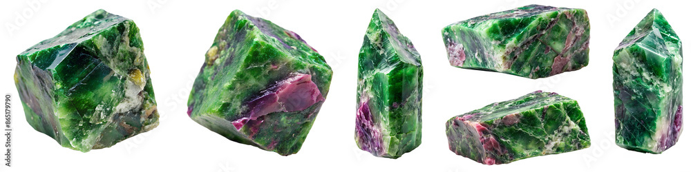 Fototapeta premium Chunk of zoisite stone with a transparent background PNG file