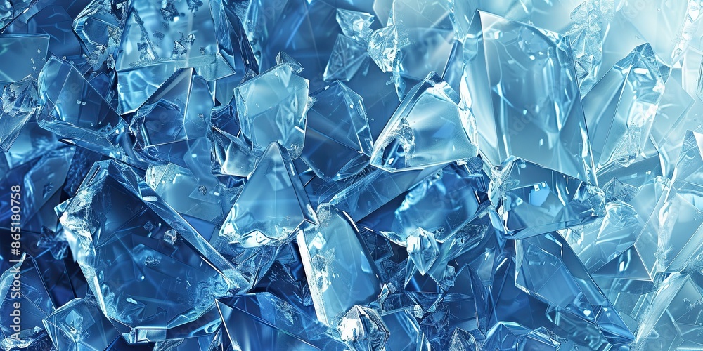 Close-up of a cluster of sharp, blue ice shards, creating a cold and crystalline visual effect. Background Close-up of a cluster of sharp, blue ice shards, creating a cold and crystalline visual effect. Background
