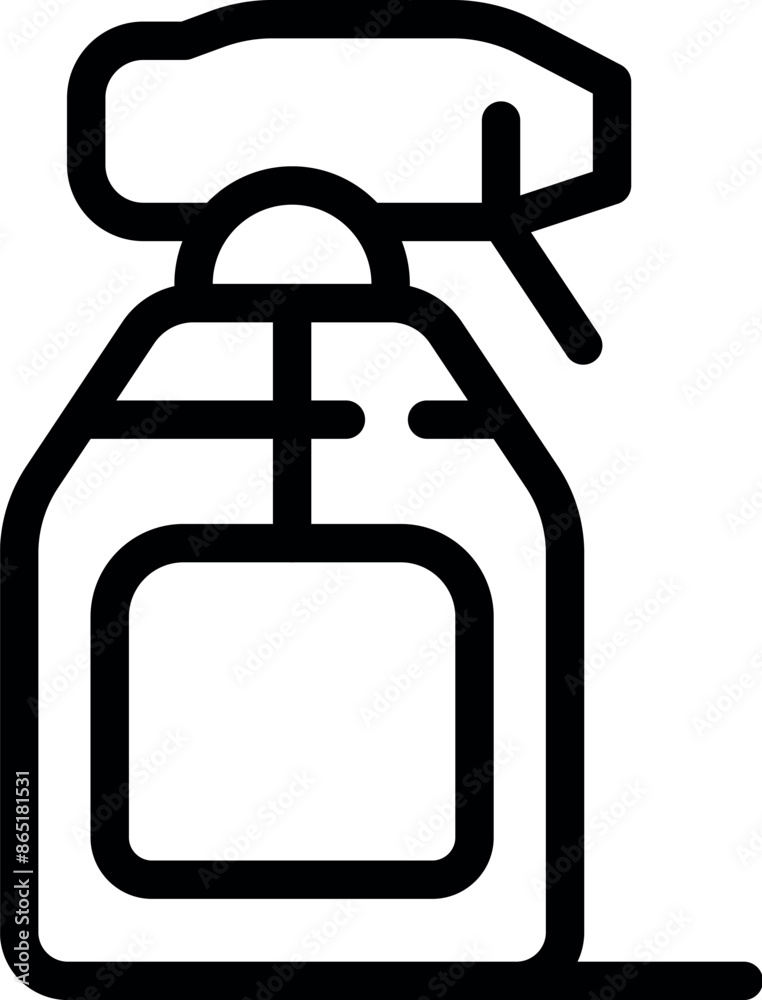 Simple black and white icon of a spray bottle, commonly used for cleaning products and disinfectants Simple black and white icon of a spray bottle, commonly used for cleaning products and disinfectants