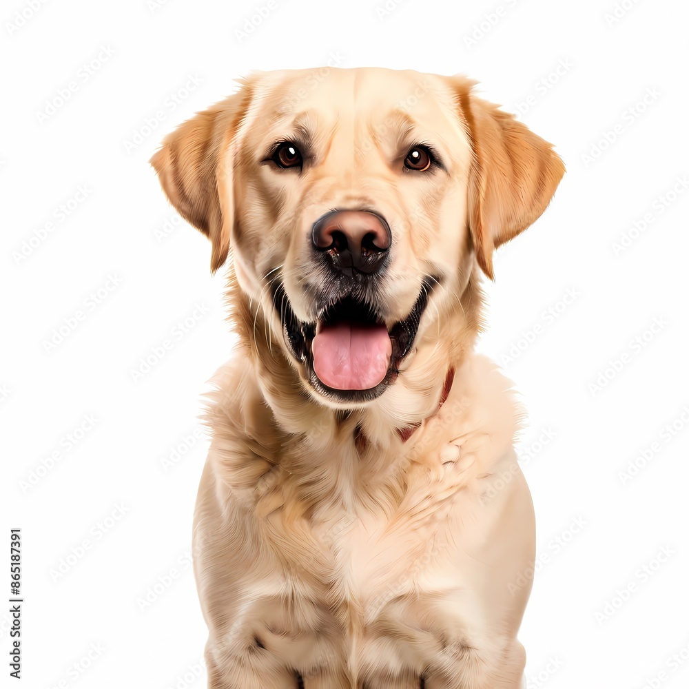 Labrador retriever dog breed standing against white background, AI Generated Labrador retriever dog breed standing against white background, AI Generated
