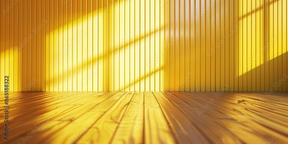 Sunlit Wooden Floor with Yellow Wall Sunlit Wooden Floor with Yellow Wall
