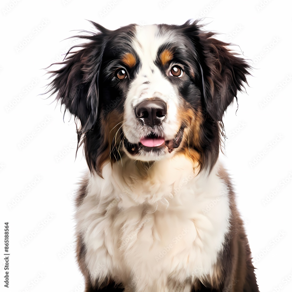 Landseer dog breed standing against white background, Ai Generated Landseer dog breed standing against white background, Ai Generated