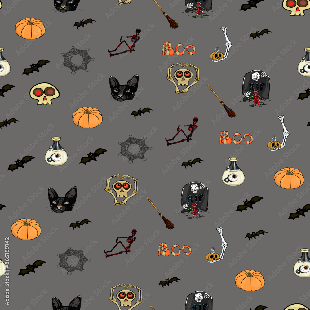 Fototapeta premium Halloween pattern Trick or treat and guising illustration. Pattern pumpkin for Halloween design. Vector illustration as a blank for a designer, logo, icon, textiles