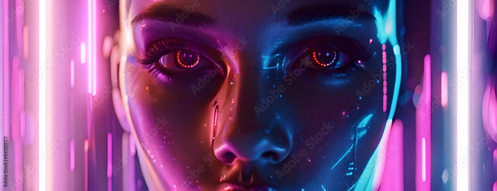 Glowing neon portrait, with neon light effects and a futuristic glow, hyper-realistic 4K photo. 4K Video Glowing neon portrait, with neon light effects and a futuristic glow, hyper-realistic 4K photo. 4K Video
