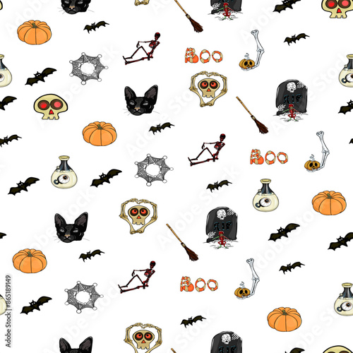Halloween pattern Trick or treat and guising illustration. Pattern pumpkin for Halloween design. Vector illustration as a blank for a designer, logo, icon, textiles