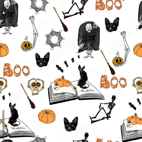 Halloween pattern Trick or treat and guising illustration. Pattern pumpkin for Halloween design. Vector illustration as a blank for a designer, logo, icon, textiles