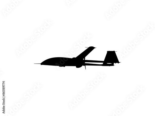  Silhouette of the UAV drone or Unmanned Aerial Vehicle, can use for Art Illustration, Logo Gram, Pictogram, Website, or Grahhic Design Element. Vector Illustration