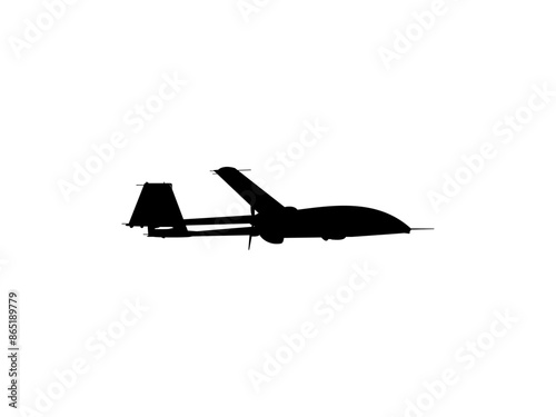 Silhouette of the UAV drone or Unmanned Aerial Vehicle, can use for Art Illustration, Logo Gram, Pictogram, Website, or Grahhic Design Element. Vector Illustration
