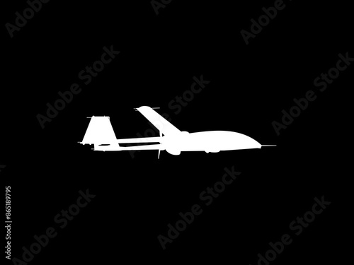  Silhouette of the UAV drone or Unmanned Aerial Vehicle, can use for Art Illustration, Logo Gram, Pictogram, Website, or Grahhic Design Element. Vector Illustration