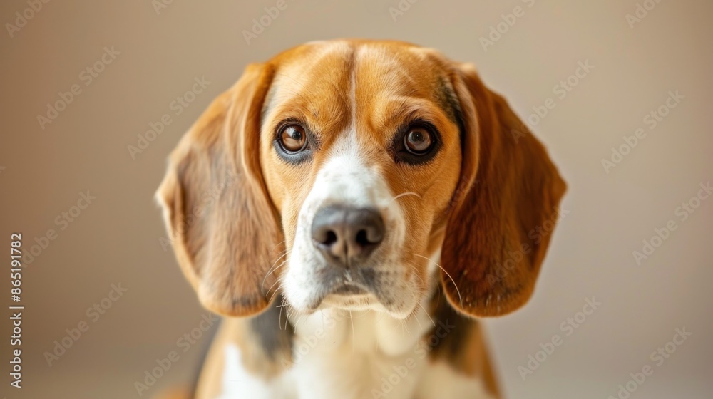 A gentle beagle dog gazing lovingly into the camera A gentle beagle dog gazing lovingly into the camera