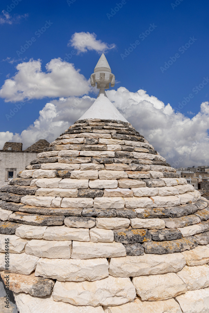 Trulli houses, traditional, unique Apulian dry stone hut with a conical roof, Alberobello, Italy