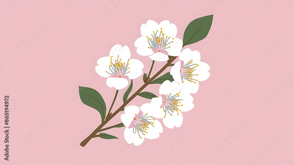 Spring cherry blossom cherry flowers flat on pastel background g