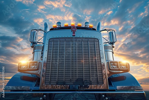 Close-Up View of a Shiny Truck Face photo