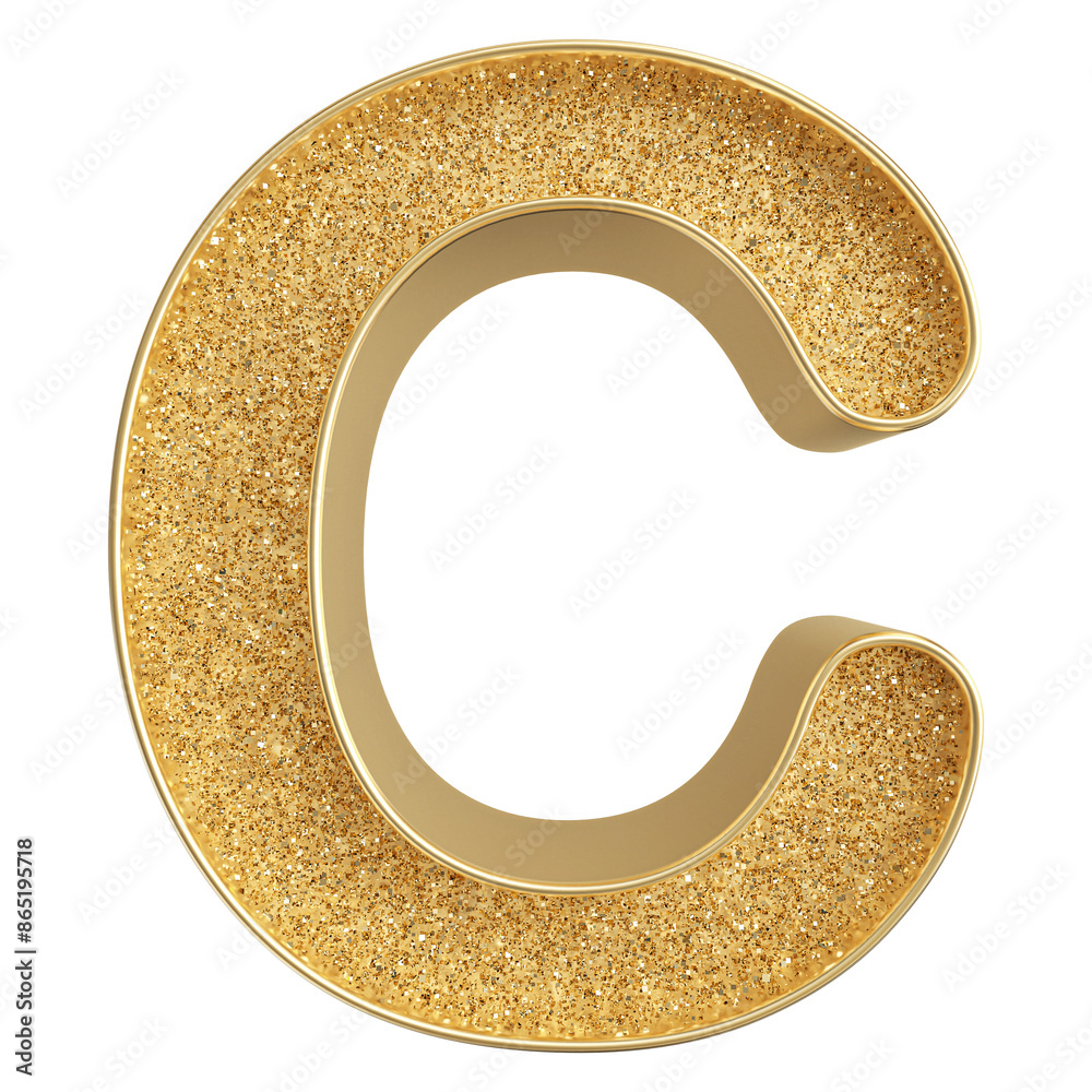 Gold Glitter 3D Font Letter C uppercase Gold Glitter 3D Font Letter C uppercase