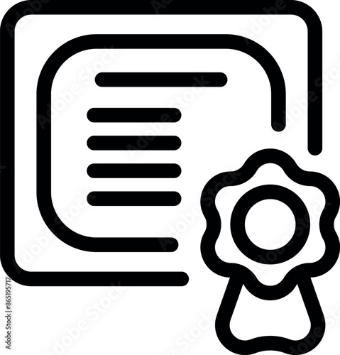 Black outline icon of a diploma certificate signifying academic achievement and educational success