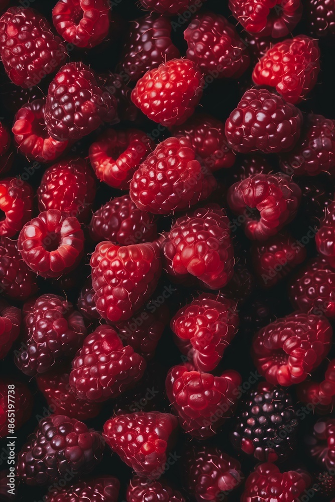 collection of fresh raspberries, tightly packed together, showcasing their rich color and juicy texture collection of fresh raspberries, tightly packed together, showcasing their rich color and juicy texture